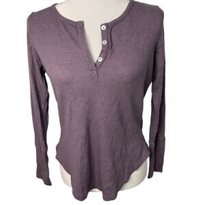 NWOT Women's Chaser waffle knit purple long sleeve henley top - Small